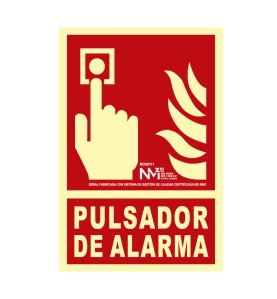 Cartel de extinción "pulsador de alarma" clase b (pcv 0,7mm) 21x30cm normaluz