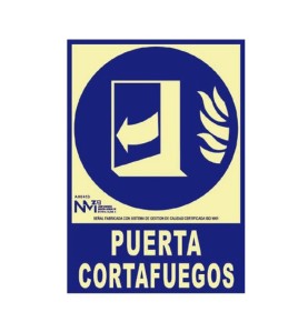 Cartel de extinción "puerta cortafuegos" clase b (pvc 0,7mm) 21x30cm normaluz