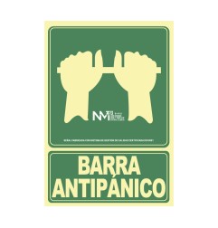 Cartel de evacuación "empujar barra para abrir puerta" clase b (pvc 0,7mm) 22.4x30cm normaluz