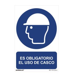 Cartel "es obligatorio el uso de casco" (pvc 0,7mm) 30x40cm normaluz