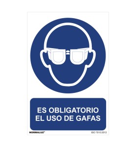 Cartel "es obligatorio el uso de gafas" (pvc 0,7mm) 30x40cm normaluz