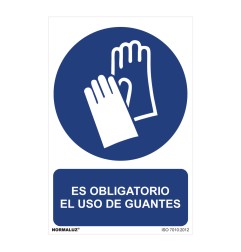 Cartel "es obligatorio el uso de guantes" (pvc 0,7mm) 30x40cm normaluz