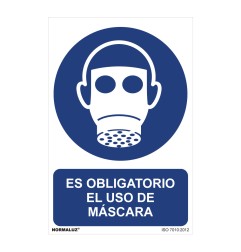 Cartel "es obligatorio el uso de mascara" (pvc 0,7mm) 30x40cm normaluz