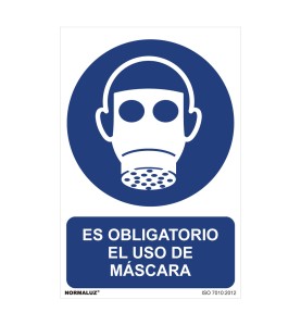 Cartel "es obligatorio el uso de mascara" (pvc 0,7mm) 30x40cm normaluz
