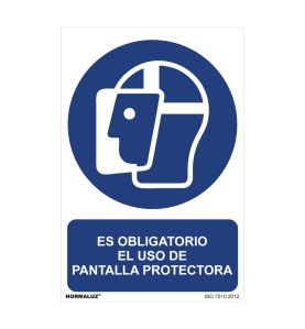 Cartel "es obligatorio el uso de pantalla protectora" (pvc 0,7mm) 30x40cm normaluz