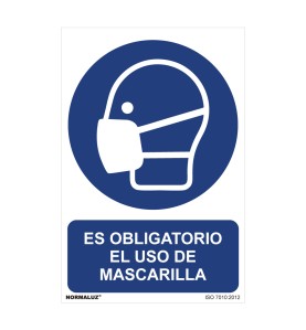 Cartel "es obligatorio el uso de mascarilla" (pvc 0,7mm) 30x40cm normaluz