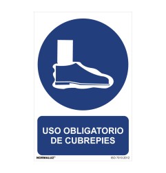 Cartel "es obligatorio el uso de cubrepies" (pvc 0,7mm) 30x40cm normaluz