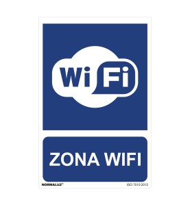Cartel "zona wifi" (pvc 0,7mm) 30x40cm normaluz