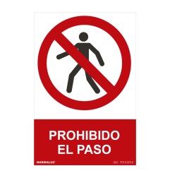 Cartel "prohibido el paso" (pvc 0,7mm) 30x40cm normaluz