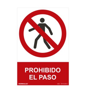 Cartel "prohibido el paso" (pvc 0,7mm) 30x40cm normaluz
