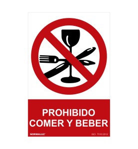 Señal prohibido "prohibido comer y beber" (pvc 0.7mm) 30x40cm
