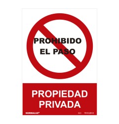Señal prohibido "prohibido el paso propiedad privada" (pvc 0.7mm) 30x40cm normaluz