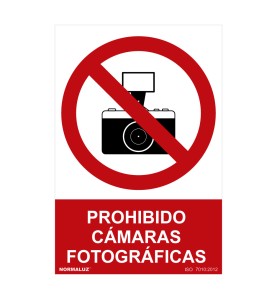 Señal prohibido "prohibido camaras fotograficas" (pvc 0.7mm) 30x40cm normaluz