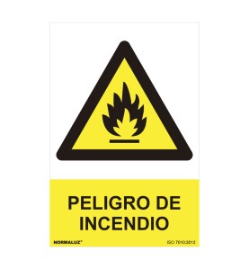 Cartel peligro "peligro de incendio" (pvc 0.7mm) 30x40cm normaluz