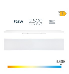 Regleta led 25 w 6400 k luz fria 2500 lm 60 x 4,5 x 12 cm