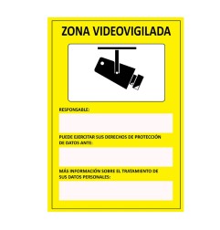 Cartel "zona videovigilada" adhesivo 15x20cm normaluz