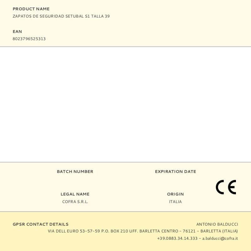 Zapatos de seguridad setubal s1 talla 39