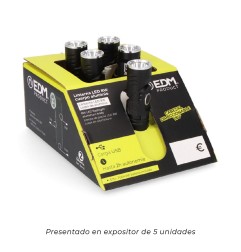 Linterna mini led 8w 450 lm. cuerpo aluminio, cabezal direccionable. recargable