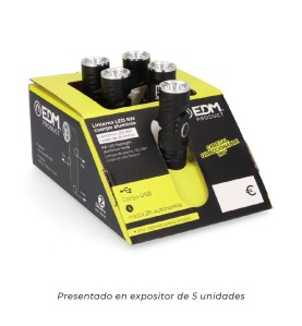 Linterna mini led 8w 450 lm. cuerpo aluminio, cabezal direccionable. recargable