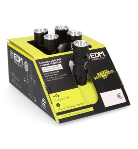 Linterna mini led 8w 450 lm. cuerpo aluminio, cabezal direccionable. recargable