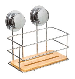 Soporte de ducha de bambú con ventosa
