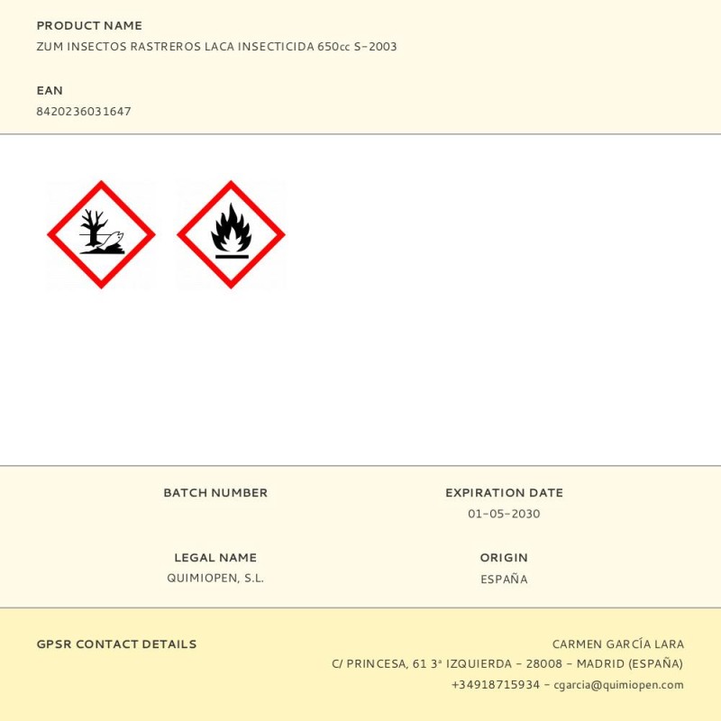 Zum insectos rastreros laca insecticida 650cc s-2003