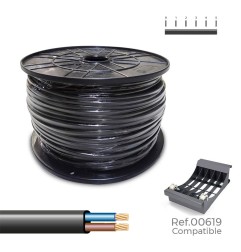Manguera plana h05vvh2-f 2 x 1,00 mm² negra, 500 m. (bobina grande)