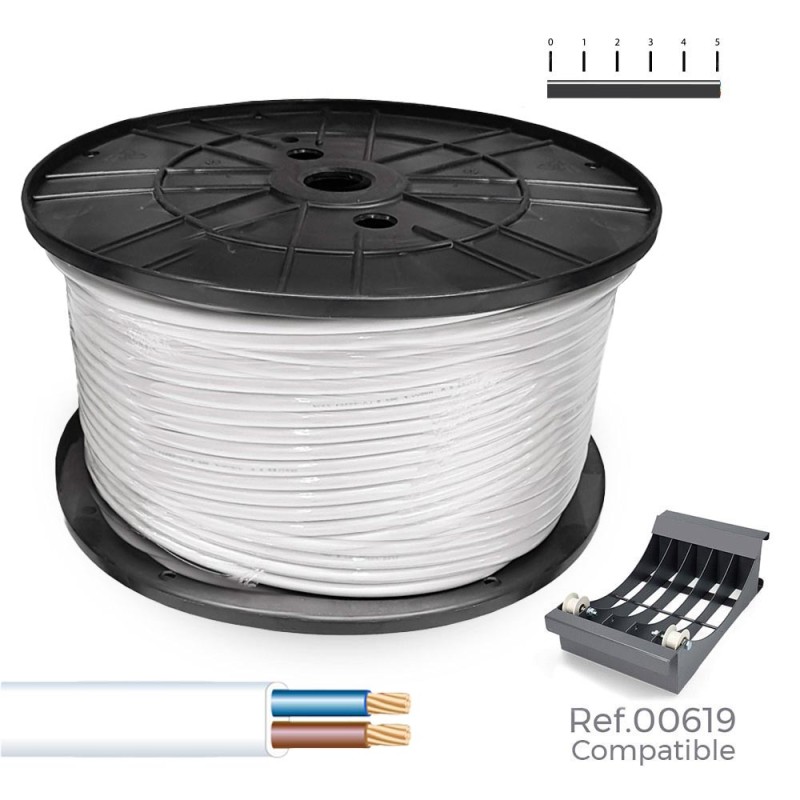 Manguera plana h03vvh2-f 2 x 0,75 mm² blanca, 700 m. (bobina grande)