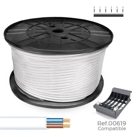 Manguera plana h03vvh2-f 2 x 0,75 mm² blanca, 700 m. (bobina grande)