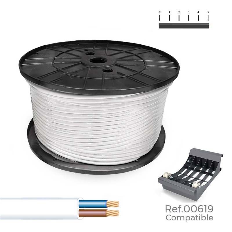 Manguera plana h05vvh2-f 2 x 1,00 mm², blanca, 500 m. (bobina grande)