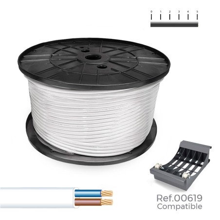 Manguera plana h05vvh2-f 2 x 1,00 mm², blanca, 500 m. (bobina grande)