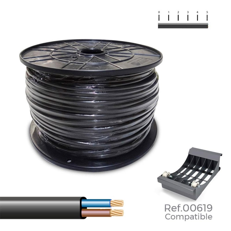 Manguera plana 2 x 1,50 mm² negra, 400 m. (bobina grande)