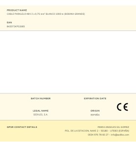 Cable paralelo 48v 2 x 0,75 mm² blanco 1000 m (bobina grande)