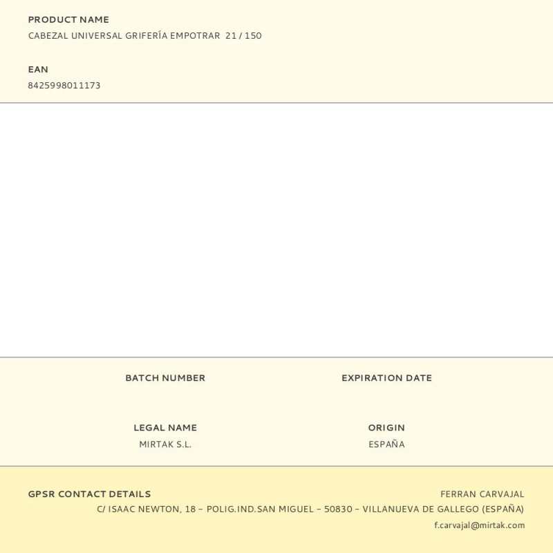 Cabezal universal grifería empotrar 21 / 150