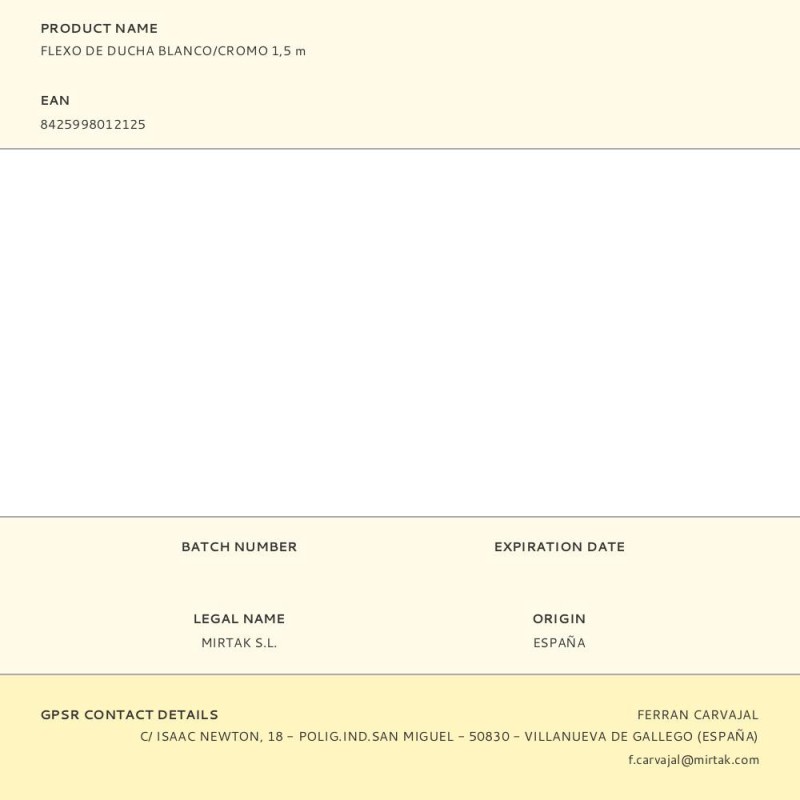 Flexo de ducha blanco/cromo 1,5 m