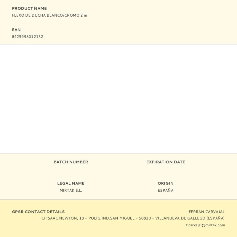 Flexo de ducha blanco/cromo 2 m