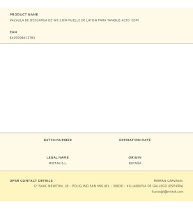 Valvula de descarga de wc con muelle de laton para tanque alto edm