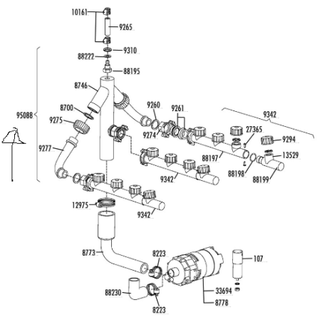 Distribuidor inferior completo v-35 lb