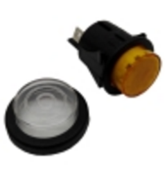 Pulsador ambar Ø25mm 230v con funda lb