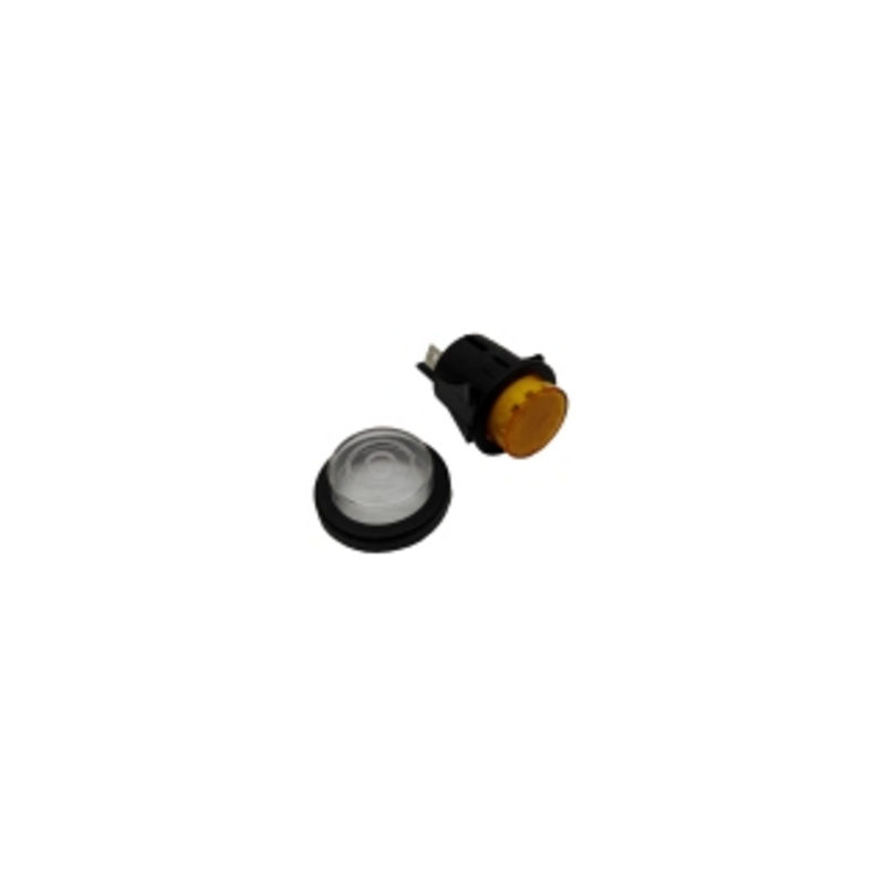 Pulsador ambar Ø25mm 230v con funda lb