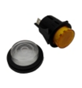 Pulsador ambar Ø25mm 230v con funda lb