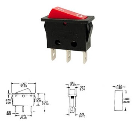 Interruptor basculante 30x11mm rojo