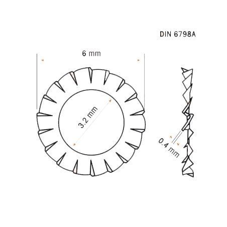 Arandela m3 a2 din-6798a lavavajillas (10 unidades)  Fagor