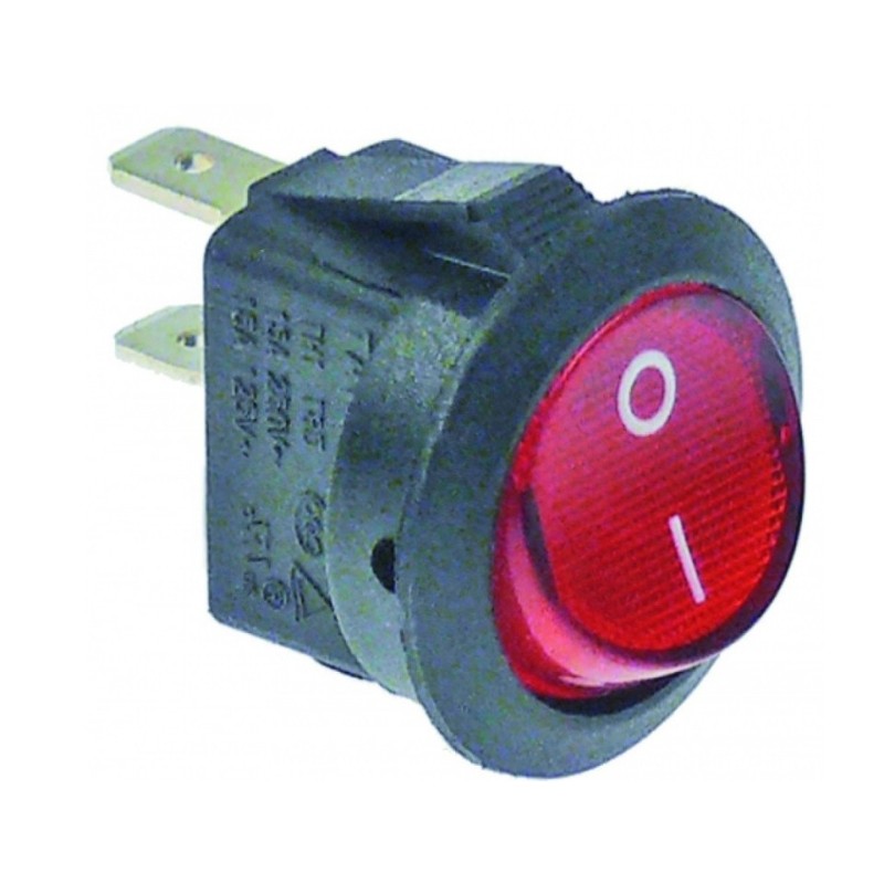 Interruptor basculante medida de montaje 20mm rojo 1no 250v horeca Interruptor basculante medida de montaje 20mm rojo 1no 250v horeca