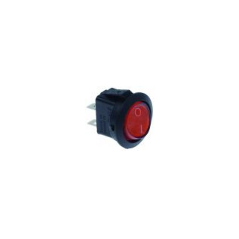 Interruptor basculante montaje ø 20mm rojo 1no 250v 6a