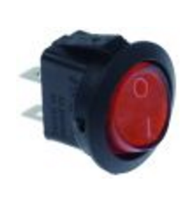 Interruptor basculante montaje ø 20mm rojo 1no 250v 6a