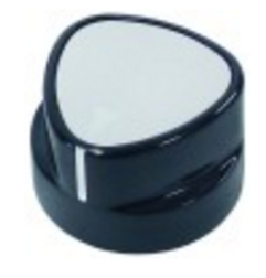 Pomo marca cero ø 48mm eje ø 6x4,6mm plata/negro
