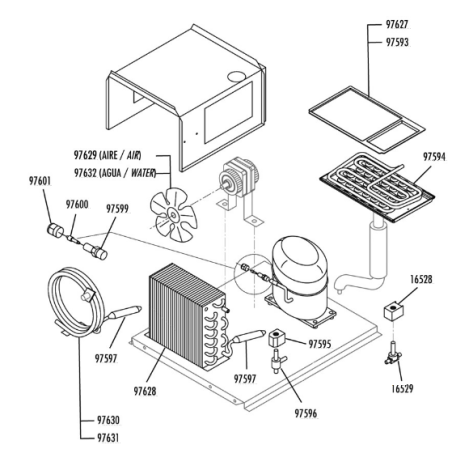 Turbina motor fabricador hielo