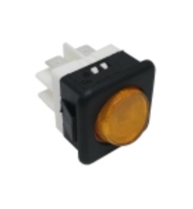 Pulsador ambar 25x25mm 230v 16a tecla redonda