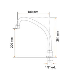 Caño en c orientable 180mm grifo sobremesa Varios Fabricantes